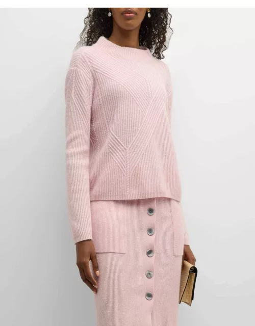 Ribbed Funnel-Neck Wool-Cashmere Sweater
