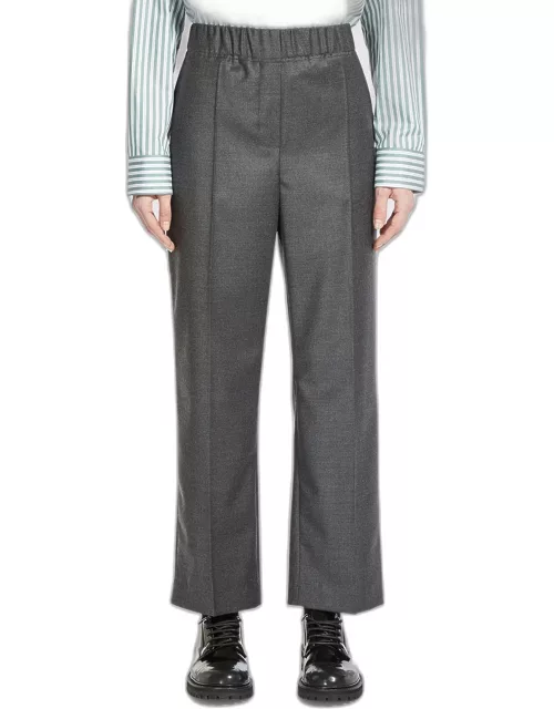 Cropped Pintuck Flannel Pant