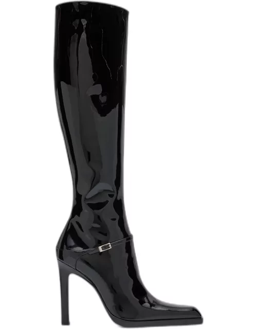 Nina Patent Buckle Stiletto Knee Boot