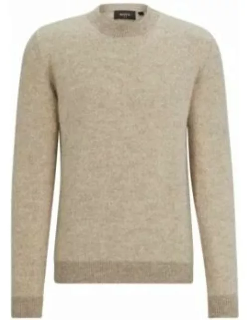 Two-tone sweater in alpaca-blend jacquard- Light Brown Men's Fall Layering