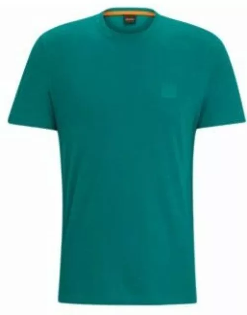 Cotton-jersey regular-fit T-shirt with logo patch- Dark Green Men's T-Shirt