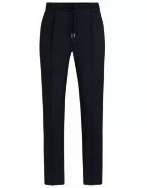 Slim-fit trousers in a wool blend with silk- Dark Blue Men's Clothing