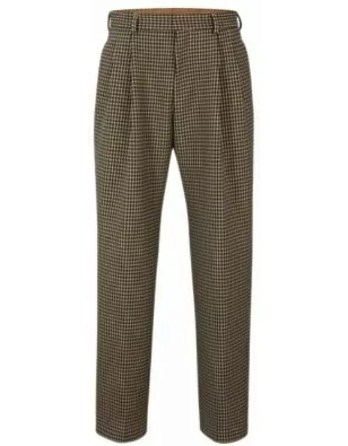 Relaxed-fit pants in checked stretch cloth- Beige Men's Clothing