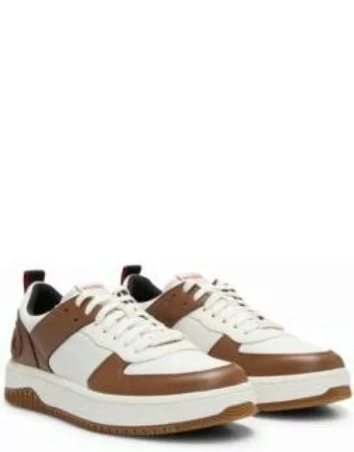 Basketball-inspired sneakers with large logo- Light Brown Men's Sneaker