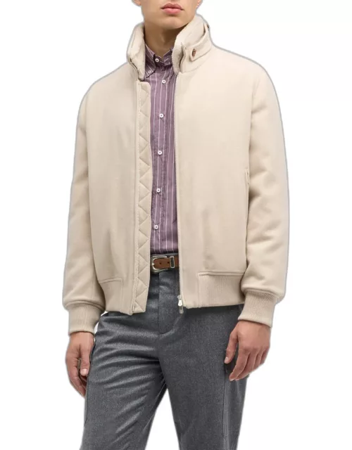 Men's Padded Shearling and Cashmere Bomber Jacket