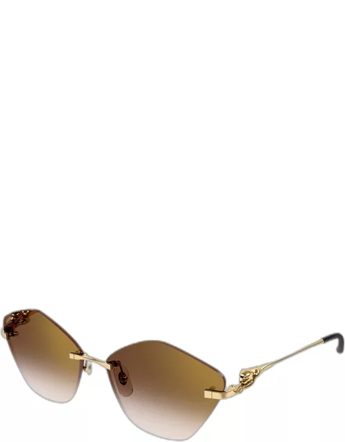 Rimless Metal Alloy Butterfly Sunglasse