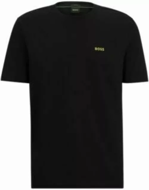 Stretch-cotton T-shirt with contrast logo- Black Men's T-Shirt