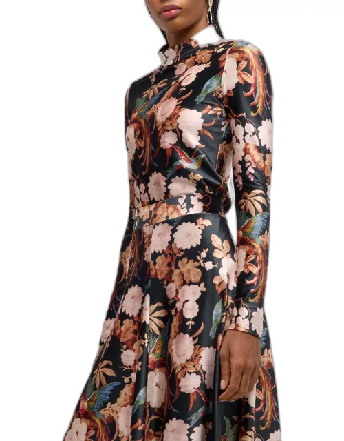 Suzie Moody Floral Long-Sleeve Turtleneck Top