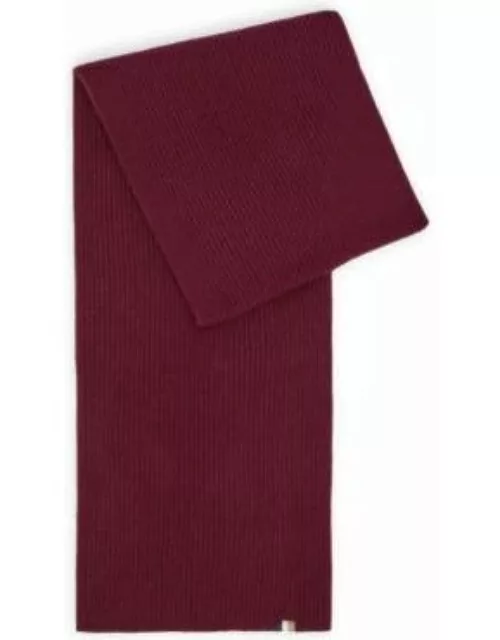 Ribbed scarf with signature-stripe flag- Light Red Women's Scarve