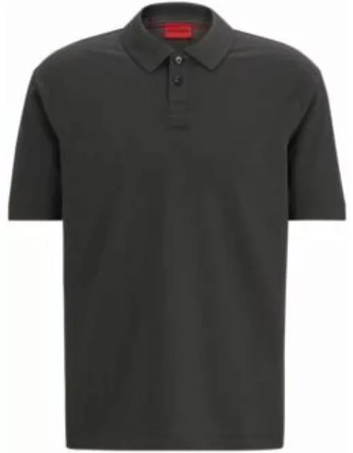 Cotton-piqu polo shirt with logo print- Dark Grey Men's Polo Shirt