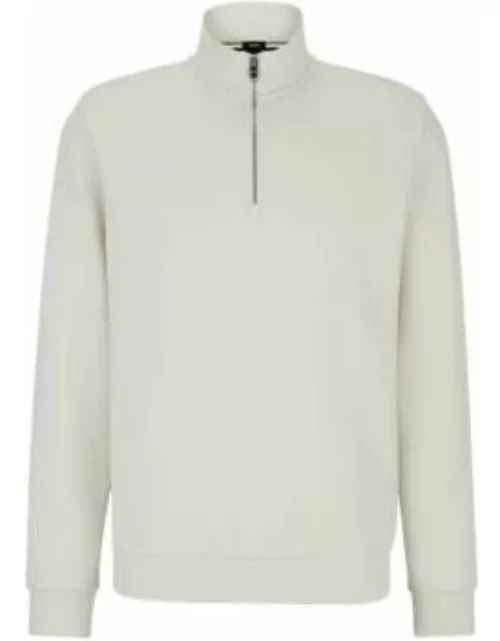 Zip-neck sweatshirt in mercerized cotton jacquard- White Men's Tracksuit