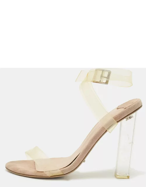 Tony Bianco Beige PVC And Suede Ankle Strap Sandal