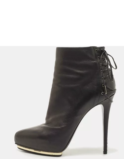Le Silla Black Leather Ankle Boot