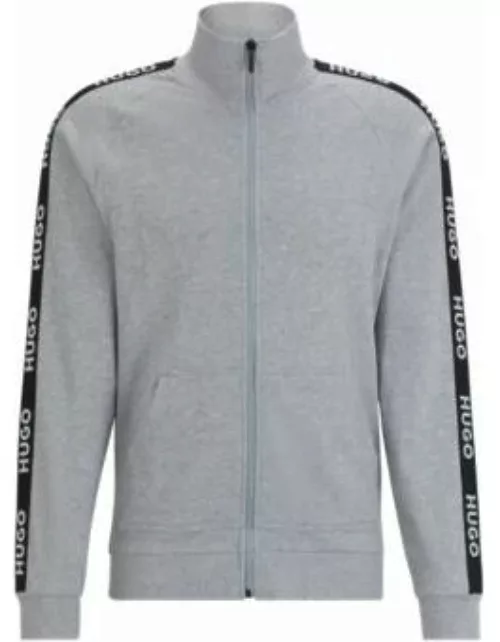 Relaxed-fit jacket in cotton with logo tape- Grey Men's Loungewear