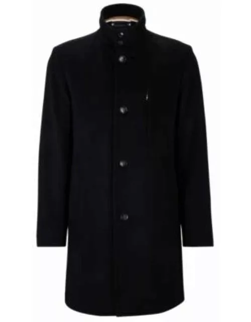 Slim-fit formal coat in virgin wool and cashmere- Dark Blue Men's Formal Coat