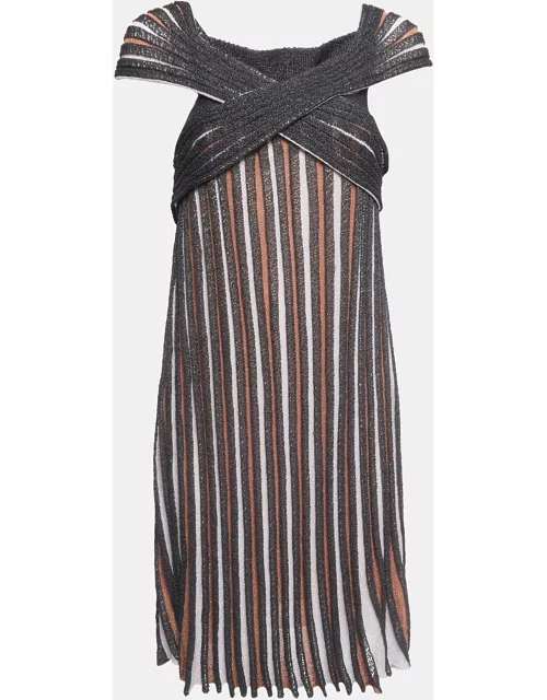 M Missoni Multicolor Striped Lurex Knit Draped Midi Dress