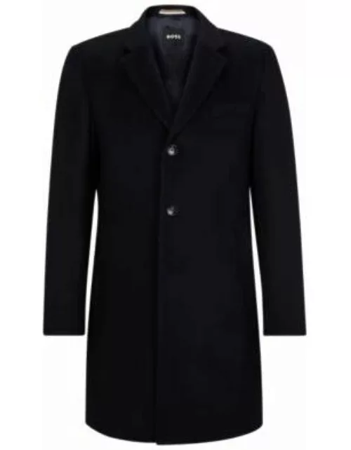 Slim-fit coat in virgin wool and cashmere- Dark Blue Men's Formal Coat