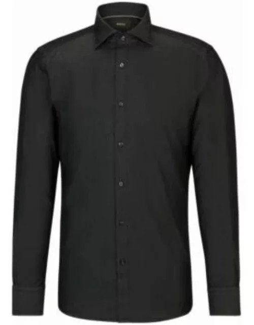 Slim-fit shirt in cotton denim- Black Men's Shirt