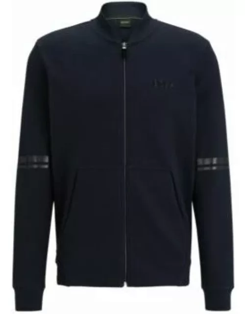 Relaxed-fit zip-up sweatshirt with mirror-effect stripes- Dark Blue Men's Tracksuit