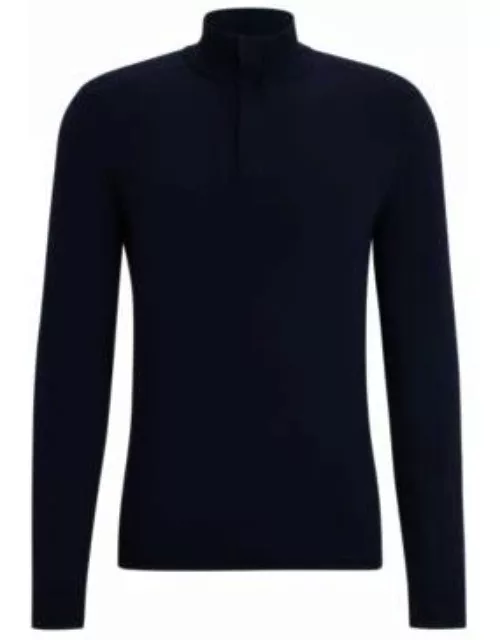 Regular-fit sweater with zip neckline- Dark Blue Men's Sweater