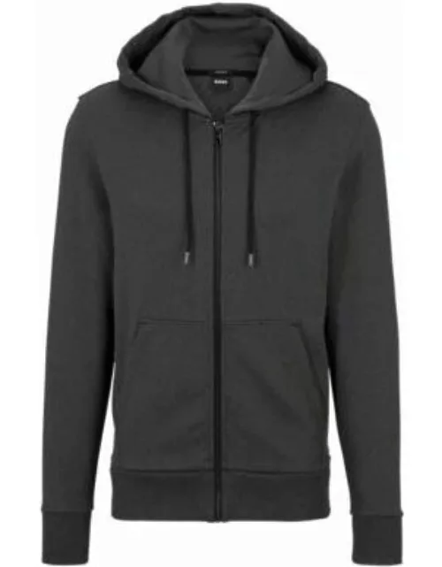 Regular-fit zip-up hoodie in moulin French terry- Black Men's Tracksuit
