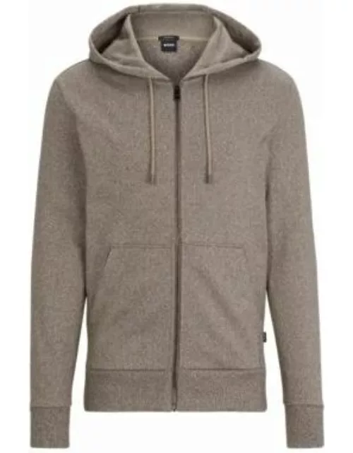 Regular-fit zip-up hoodie in moulin French terry- Beige Men's Tracksuit
