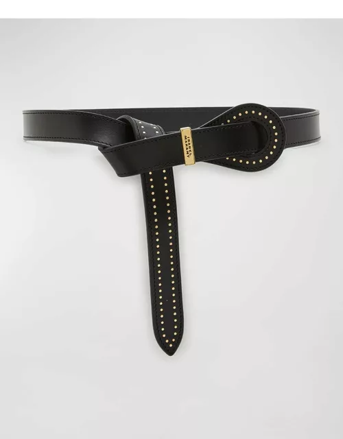 Brindi Studded Leather Pull-Through Belt