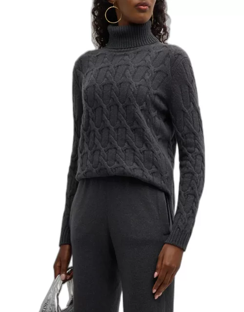Recycled Cashmere Cable-Knit Turtleneck Sweater