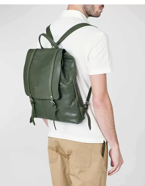 Men's Trappola Leather Drawstring Backpack