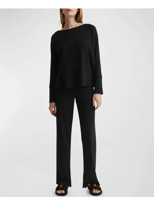 Noomi Ribbed Bateau-Neck Pullover