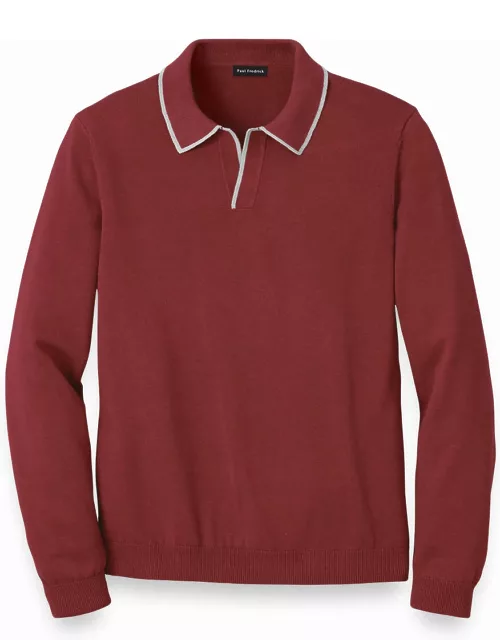 Cotton V-neck Polo Sweater