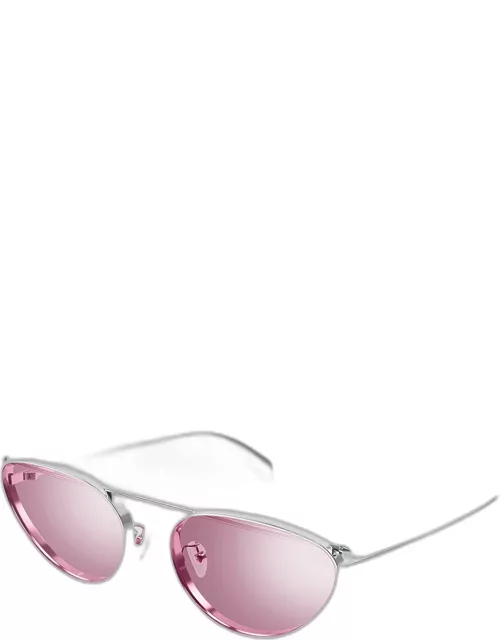 Studded Metal Cat-Eye Aviator Sunglasse