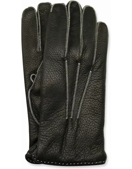 Men's Deerskin Gloves w/ Contrast Stitching