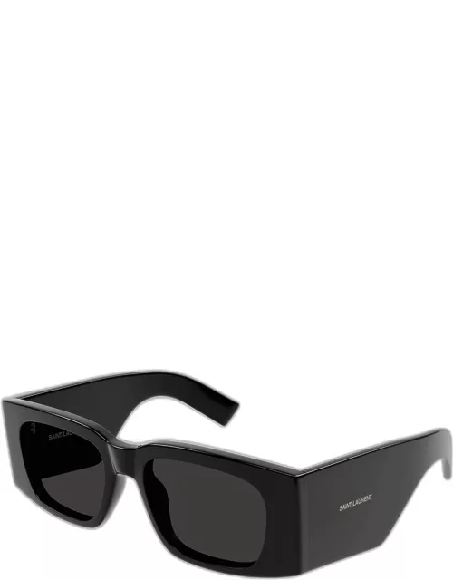 Micro-Logo Acetate Rectangle Sunglasse