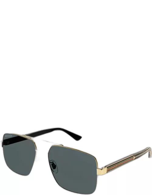 Men's GG0529Sm Double-Bridge Aviator Sunglasse