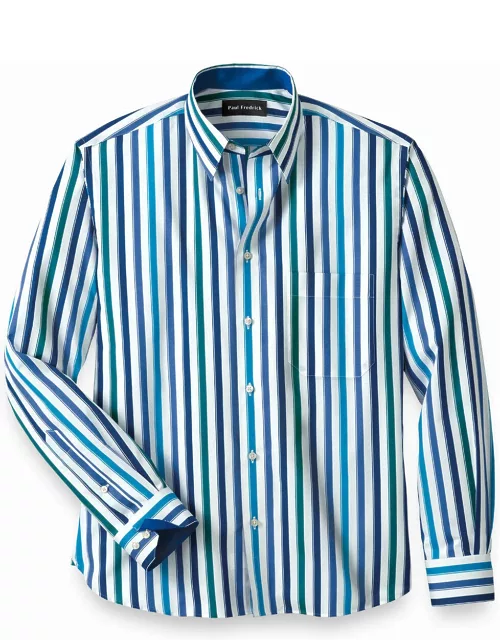 Cotton Stripe Casual Shirt With Contrast Tri