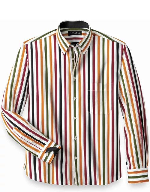 Cotton Stripe Casual Shirt With Contrast Tri