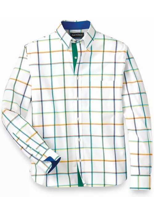 Cotton Windowpane Casual Shirt With Contrast Tri