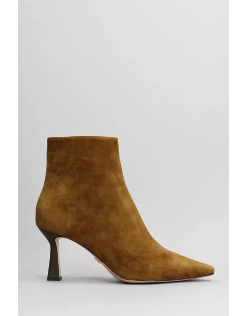 Lola Cruz High Heels Ankle Boots In Leather Color Suede