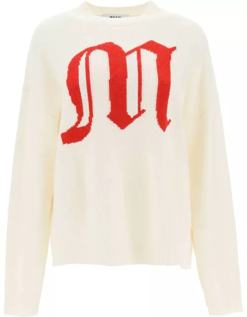 MSGM Crew-neck Sweater With Gothic Logo