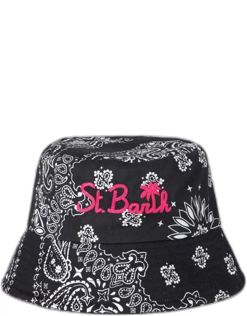MC2 Saint Barth Cotton Bucket Hat With Front Embroidery And Bandanna Pattern