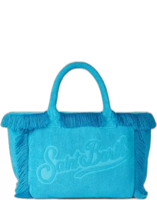 MC2 Saint Barth Vanity Bluette Terry Shoulder Soft Bag With Embossed Logo
