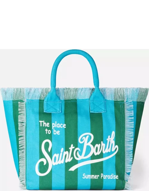 MC2 Saint Barth Vanity Canvas Shoulder Bag With Striped Print