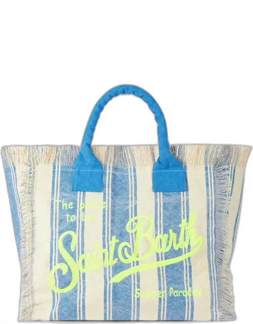 MC2 Saint Barth Vanity Canvas Shoulder Bag With White And Light Blue Stripe
