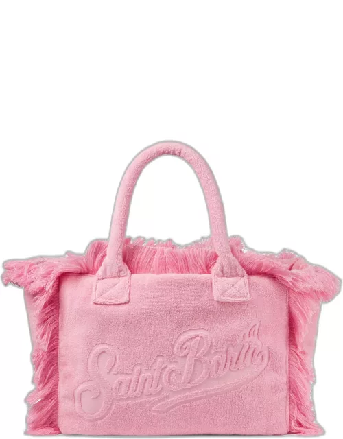 MC2 Saint Barth Vanity Pink Terry Shoulder Soft Bag With Embossed Logo