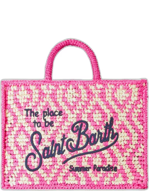 MC2 Saint Barth Vanity Shoulder Raffia Bag With Saint Barth Embroidery