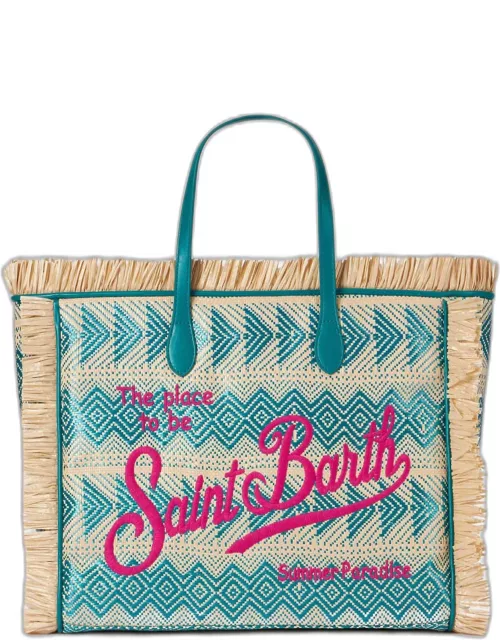 MC2 Saint Barth Vanity Straw Bag With Embroidery And Geometric Pattern