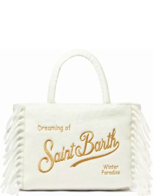 MC2 Saint Barth Vanity Blanket White Shoulder Bag With Fringe