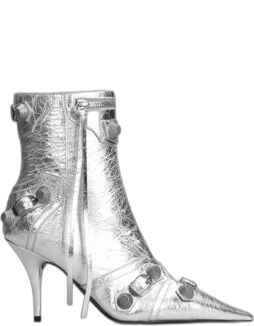 Balenciaga High Heels Ankle Boots In Silver Leather