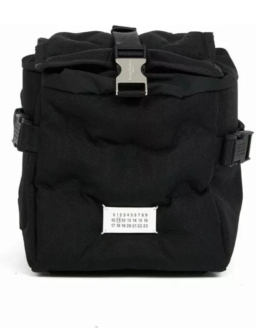 Black backpack with application